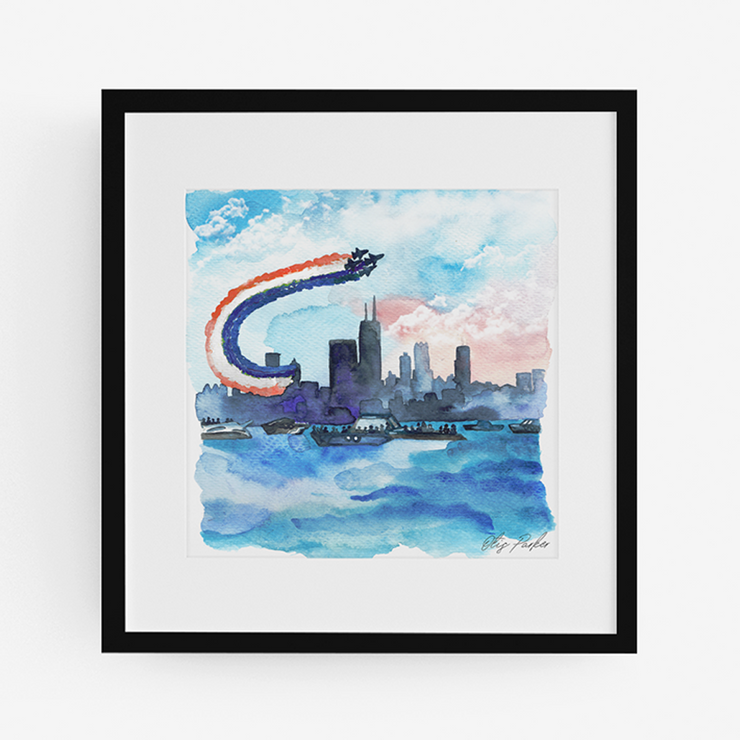 Air and Water Show Framed Watercolor Canvas