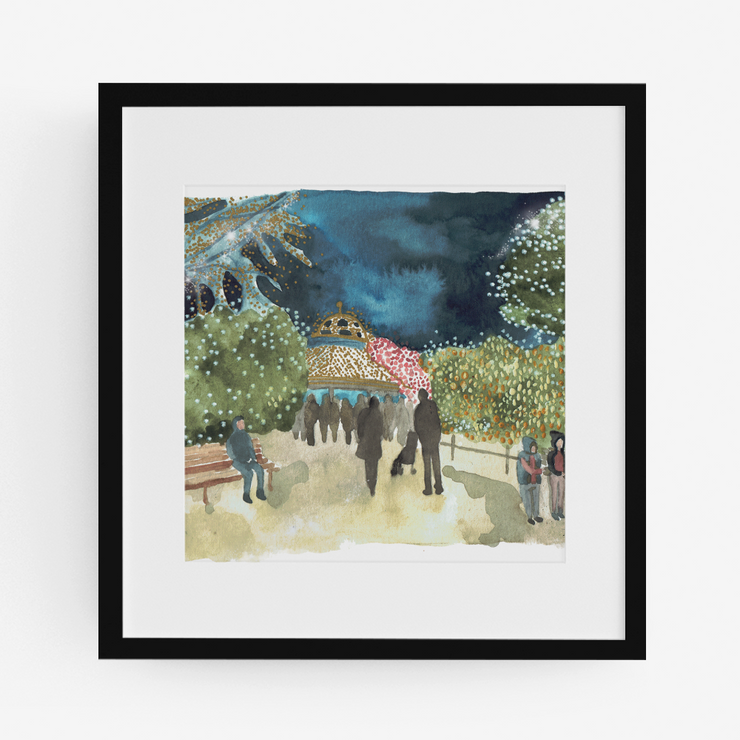 Lincoln Park Zoo Lights Framed Watercolor Canvas